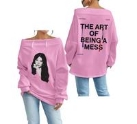 Lauren Spencer Smith The Art Of Being A Mess Photo One Shoulder Off Felpa Manica Lunga Streetwear Donne Top, rosa, S