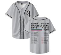 Lauren Spencer Smith The Art of Being A Mess Tour Baseball Jersey Camicie a maniche corte Uomo Donna Streetwear Top, Grigio, L