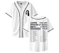 Lauren Spencer Smith The Art of Being A Mess Tour Baseball Jersey Camicie a maniche corte Uomo Donna Streetwear Top, bianco, XL