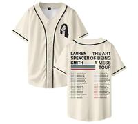 Lauren Spencer Smith The Art of Being A Mess Tour Baseball Jersey Camicie a maniche corte Uomo Donna Streetwear Top, Beige, M