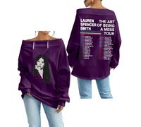 Lauren Spencer Smith The Art Of Being A Mess Tour Donna Una Spalla Off Felpa Manica Lunga Streetwear Top, Viola, 3XL