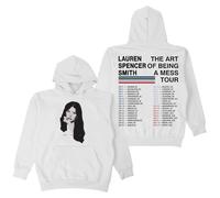 Lauren Spencer Smith The Art Of Being A Mess Tour Felpa con cappuccio a maniche lunghe Streetwear uomo donna felpe con cappuccio, bianco, XL