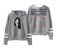 Lauren Spencer Smith The Art Of Being A Mess Tour Felpa con cappuccio Uomo Donna Senza Tasche Barre Parallele Maniche Felpe, Grigio, XS