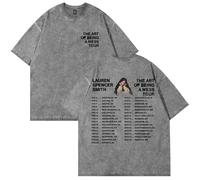 Lauren Spencer Smith The Art of Being A Mess Tour, maglietta in cotone lavato unisex a maniche corte girocollo casual, Grigio, M