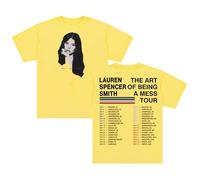 Lauren Spencer Smith The Art of Being A Mess Tour t-shirt girocollo manica corta streetwear uomo donna cotone t-shirt, Giallo, XL