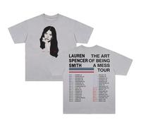 Lauren Spencer Smith The Art of Being A Mess Tour t-shirt girocollo manica corta streetwear uomo donna cotone t-shirt, Grigio, XL