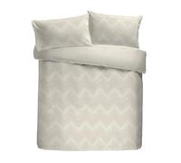 Laurence Llewelyn-Bowen Set copripiumino, 96% poliestere, 4% poliestere metallizzato, king size 230 x 220 cm, avorio, motivo a zigzag jacquard, chiusura con bottoni, 2 federe