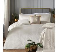 Laurence Llewelyn-Bowen - Set copripiumino in velluto bianco avorio, king size (230 x 220 cm), 2 federe, morbido al tatto, set di biancheria da letto di lusso, colore: bianco avorio, colore: bianco