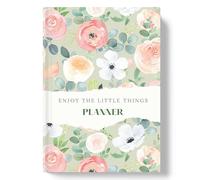LAURET BLANC Hardbound12Months - Agenda non datata, formato A5, 12 spread mensili, 52 spread settimanali, tracker abitudini, pagine di utilità (Enjoy The Little Things)