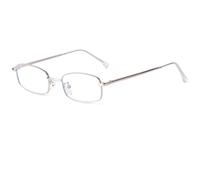 Laurinny Occhiali con filtro luce blu, unisex, retrò, rettangolari, argento/trasparente