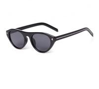 Laurinny Occhiali da sole ovali retrò occhi di gatto per donne uomini alla moda Flat Top stretto Cateye Shades Sunnies, Montatura nera, lenti grigie