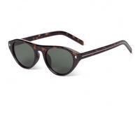 Laurinny Occhiali da sole ovali retrò occhi di gatto per donne uomini alla moda Flat Top stretto Cateye Shades Sunnies, Montatura Tartaruga Lenti Verdi