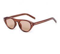 Laurinny Occhiali da sole ovali retrò occhi di gatto per donne uomini alla moda Flat Top stretto Cateye Shades Sunnies, Montatura Marrone Trasparente Lenti Marrone