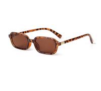 Laurinny Occhiali da sole rettangolari retrò per donne uomini vintage anni '90 quadrati stretti rettangolari occhiali da sole, Leopardo/Marrone