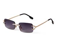 Laurinny Occhiali da sole vintage senza montatura retrò rettangolari occhiali da sole per uomo donna occhiali da sole alla moda occhiali da sole occhiali da sole anni '90, Oro/Grigio Sfumato, 53mm x