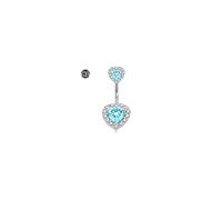 LAURITAMI 14G Piercing Ombelico Titanio,1 Pezzi Piercing Titanio Ombelico Cuore CZ Barre dell'ombelico Gioielli del Corpo per Donne Uomini 12mm Lunghezza