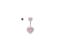 LAURITAMI 14G Piercing Ombelico Titanio,1 Pezzi Piercing Titanio Ombelico Cuore CZ Barre dell'ombelico Gioielli del Corpo per Donne Uomini 12mm Lunghezza