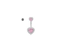 LAURITAMI 14G Piercing Ombelico Titanio,1 Pezzi Piercing Titanio Ombelico Cuore CZ Barre dell'ombelico Gioielli del Corpo per Donne Uomini 14mm Lunghezza