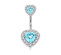 LAURITAMI 14G Piercing Ombelico Titanio,1 Pezzi Piercing Titanio Ombelico Cuore CZ Barre dell'ombelico Gioielli del Corpo per Donne Uomini 8mm Lunghezza