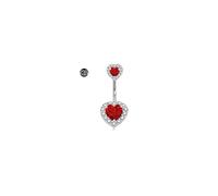 LAURITAMI 14G Piercing Ombelico Titanio,1 Pezzi Piercing Titanio Ombelico Cuore CZ Barre dell'ombelico Gioielli del Corpo per Donne Uomini 14mm Lunghezza