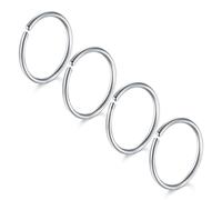 LAURITAMI 4 pezzi piercing acciaio chirurgico 22G sottile anello del piercing del naso dell'insieme, anello del clicker del setto, gioielli del piercing del naso dell'orecchio del labbro 8MM