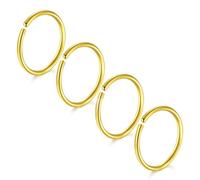 LAURITAMI 4 pezzi piercing acciaio chirurgico 22G sottile anello del piercing del naso dell'insieme, anello del clicker del setto, gioielli del piercing del naso dell'orecchio del labbro 8MM