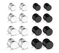 LAURITAMI 8 Coppie Falso Tunnel dell'orecchio Helix Orecchini Pernos Faux Tunnel Screw Orecchino Men Barbell Acciaio Inossidabile 16G CZ Piercing Gioielleria Nero Argento