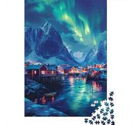 L'aurora boreale, che splende di notte Puzzle Per Adulti || 38x26cm/1000pcs Puzzle Giochi EduGattoivi,decorazioni Per La Casa
