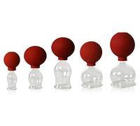 Lauschaer Glas - Set di 5 ampolle per coppettazione con pallina per l'aspirazione dell'aria, dimensioni variabili 2-6 cm