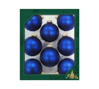 LAUSCHAER - Set di 8 palline in raso opaco blu reale, 6,7 cm, con corona dorata + 50 ganci rapidi in oro