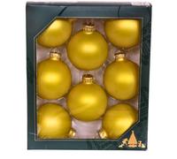 Lauschaer - Set di 8 palline per albero di Natale Lauscha, palline per albero di Natale, palline in vetro di Lauscha, oro opaco, con corone dorate, 7 cm.