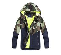 LAUSONS - Giacca a vento impermeabile, motivo mimetico, imbottita, verde militare, 116/122 cm