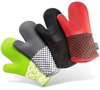 LauterSchutz® Guanti da forno in coppia - con rivestimento in silicone completo per la migliore presa e resistenza al calore (calore di contatto: 250 ° C) in diversi colori (Grigio, pieno silicone)