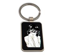 Lauthings Anime Sad Girl, Portachiavi in acciaio, Portachiavi in vetro nero, Tag