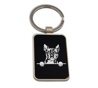 Lauthings Boston Terrier Cute Dog, Portachiavi in vetro nero, portachiavi personalizzato