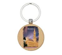 Lauthings Bruxelles Belgio Viaggi Souvenir Keychain, Portachiavi in legno, portachiavi, etichetta personalizzata della borsa