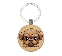 Lauthings Bruxelles Griffon Kawaii Style Puppy portachiavi, portachiavi in legno, portachiavi, etichetta personalizzata per borsa