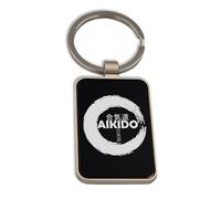 Lauthings Cerchio di arte marziale di Aikido, portachiavi in vetro nero, portachiavi personalizzato