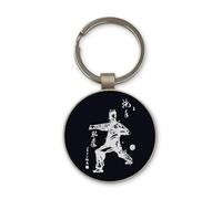 Lauthings Chen Tai Chi Hidden Thrust Punch Martial Art Keychain, Black Glass Circle Design, Personalizzato, Portachiavi in acciaio