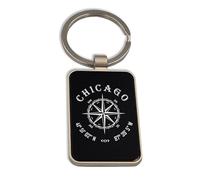 Lauthings Chicago Illinois USA Coordinate Travel City, portachiavi in vetro nero, portachiavi personalizzato