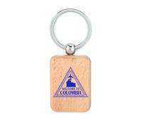 Lauthings Colombia passaporto arrivo timbro portachiavi in legno, targhetta per cani, accessorio portachiavi