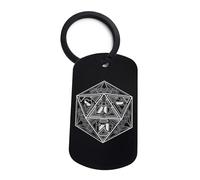 Lauthings D20 Art Dice D D, portachiavi, portachiavi, pin acciaio, dog tag portachiavi, Nero , Taglia unica