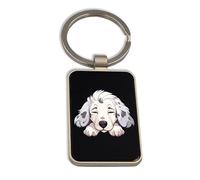 Lauthings English Setter Drawing Cute Dog Razza, Portachiavi in acciaio, Portachiavi in vetro nero, Tag