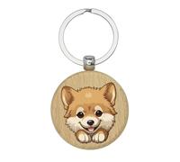 Lauthings Finlandese Spitz Kawaii Style Puppy Keychain, Portachiavi in legno, portachiavi, etichetta personalizzata per borsa