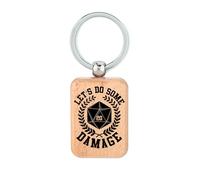 Lauthings Gioco da tavolo Dice 20 Let's do Some Damage Portachiavi in legno, Medaglietta per cani, portachiavi accessorio