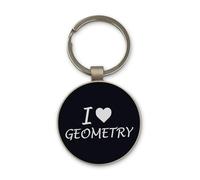 Lauthings I Love Geometry Science Matematics Keychain, Black Glass Circle Design, Custom, Portachiavi in acciaio