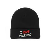 Lauthings I Love Palermo City Italia Sicilia ricamato arte cappello invernale unisex Beanie, Nero , Etichettalia unica