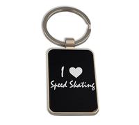 Lauthings I Love Speed Skating Street Sort, portachiavi in vetro nero, portachiavi personalizzato
