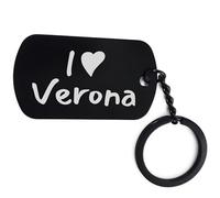Lauthings I Love Verona City Travel Italy Art Portachiavi Portachiavi Inciso in Acciaio Tag, Nero , Taglia unica