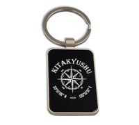 Lauthings Kitakyushu Fukuoka Japan Coordinates Travel City, portachiavi in vetro nero, portachiavi personalizzato